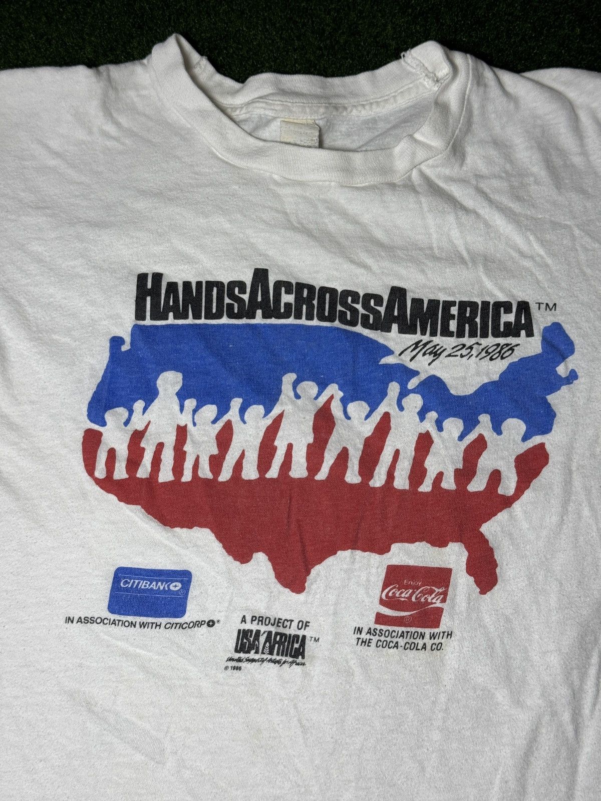 Vintage 80s Hands Across America Jordan Peele US Movie S/M T Shirt Size US S / EU 44-46 / 1 - 2 Thumbnail