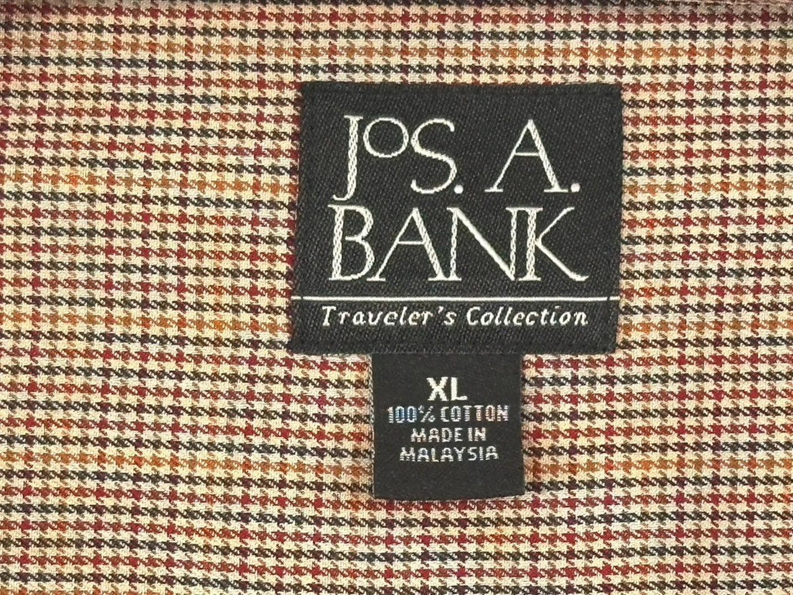 Jos. A. Bank Jos A Bank Men's Brown XL Traveler's Collection Dress Shirt Size 44R - 7 Thumbnail