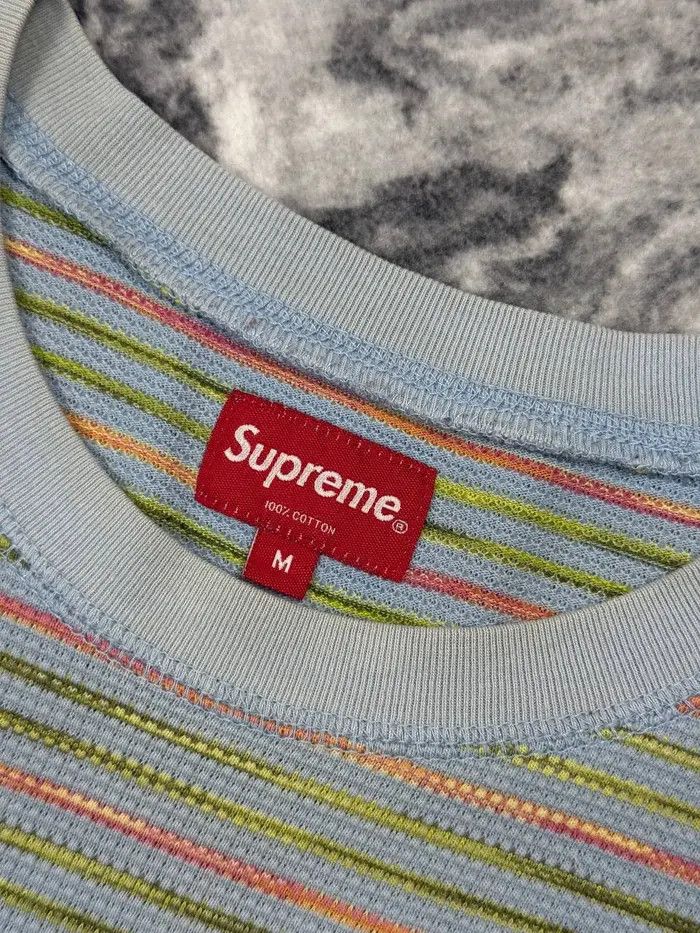 Supreme Supreme Stripe Thermal Top Short Sleeve T-Shirt Men M BLue Size US M / EU 48-50 / 2 - 4 Thumbnail