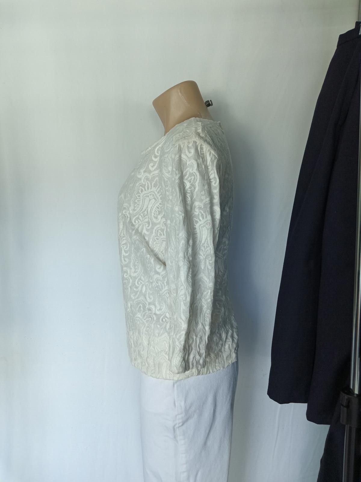 J.Crew Elegant J.Crew Textured White Top Size L / US 10 / IT 46 - 2 Thumbnail