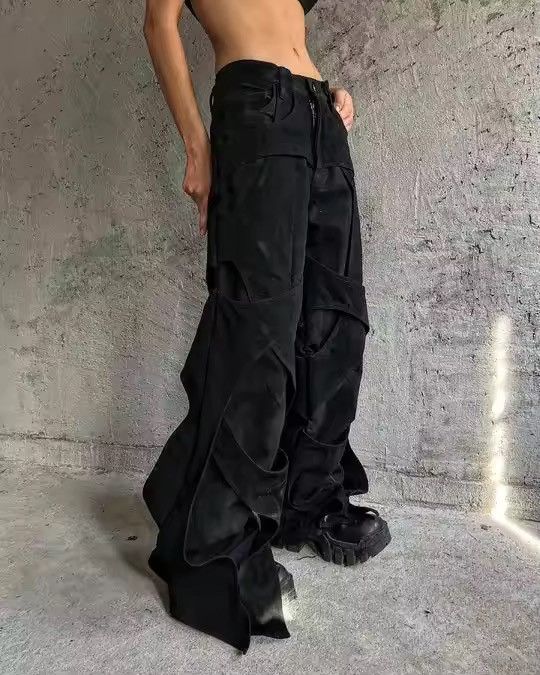 Japanese Brand × Jean Retro Casual Floor Mopping Hollow Patchwork Design Jean Size US 33 - 2 Thumbnail