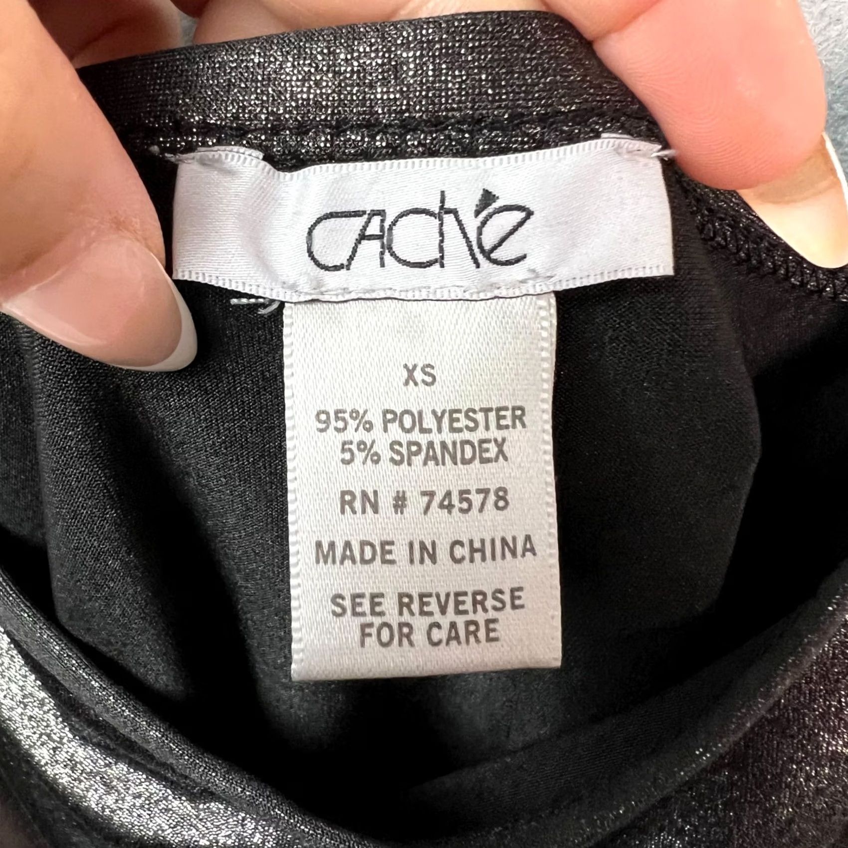 Vintage Cache Top XS Black Metallic Sleeveless Cowl Neck Shimmer Camisole Womens Size XS / US 0-2 / IT 36-38 - 3 Thumbnail