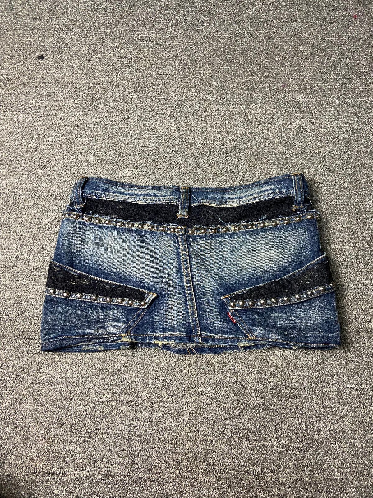 Japanese Brand Maison Gilfy Denim Mini Skirt with Lace & Zipper (158) Size 30" / US 8 / IT 44 - 5 Thumbnail