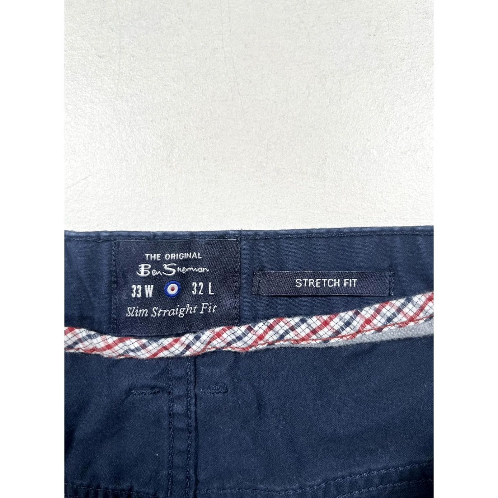 Ben Sherman Ben Sherman Pants Mens 33x32 Blue Stretch Chino 5-Pocket Slim Straight Casual Size US 33 - 3 Thumbnail