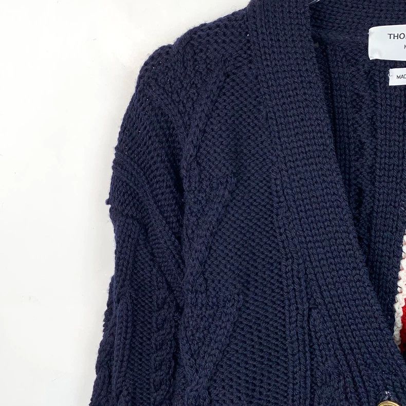 Thom Browne Thom Browne Dark blue back striped wool knitted cardigan ja Size US XS / EU 42 / 0 - 3 Thumbnail