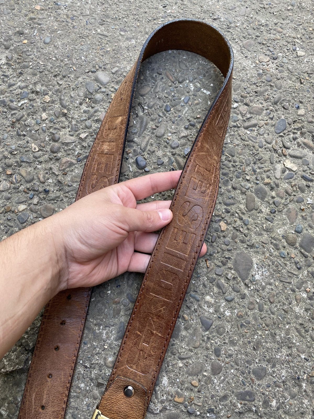 Diesel Diesel Brown Leather Belt Vintage Style Logo Embossed Size ONE SIZE - 6 Thumbnail