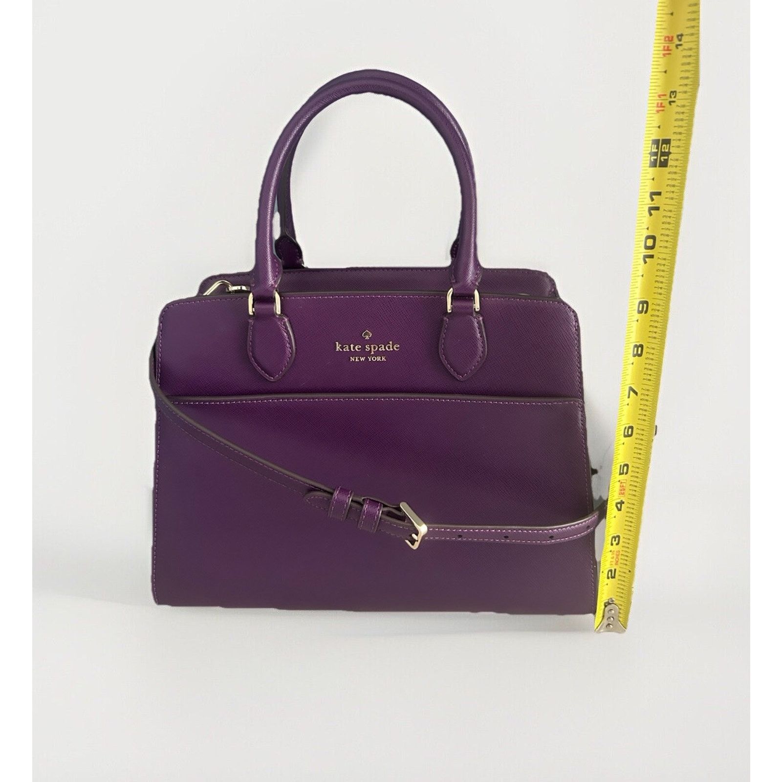 Kate Spade Kate Spade Ripe Plum Madison Saffiano Leather Purple Satchel Size ONE SIZE - 5 Thumbnail