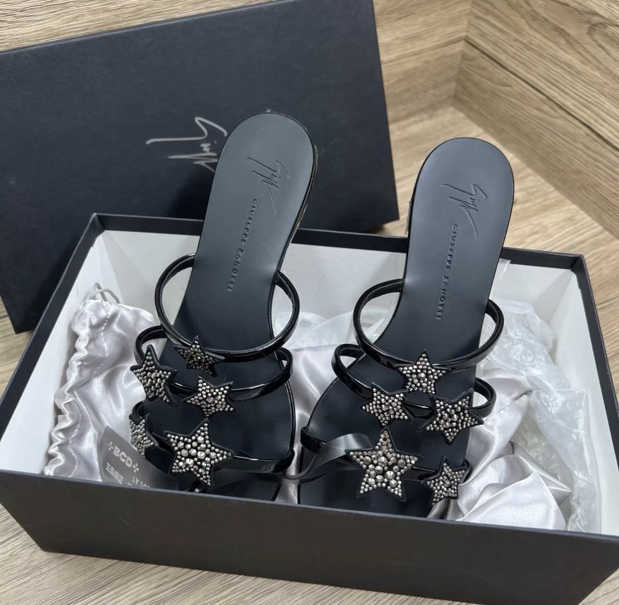 Giuseppe Zanotti Giuseppe Zanotti GZ Black Rhinestone Star Mule Slides J41 Size US 7.5 / IT 37.5 - 2 Thumbnail