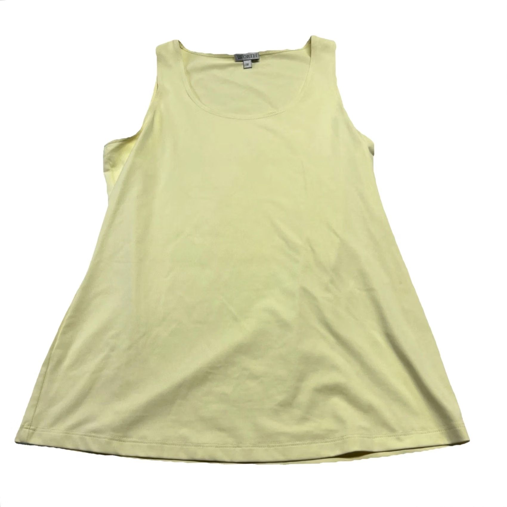 Vintage Worth Tank Tunic M Sleeveless Scoop Neck Knit A-Line Yellow Designer USA Women’s Minimalist Tank Top Size M / US 6-8 / IT 42-44 - 2 Thumbnail