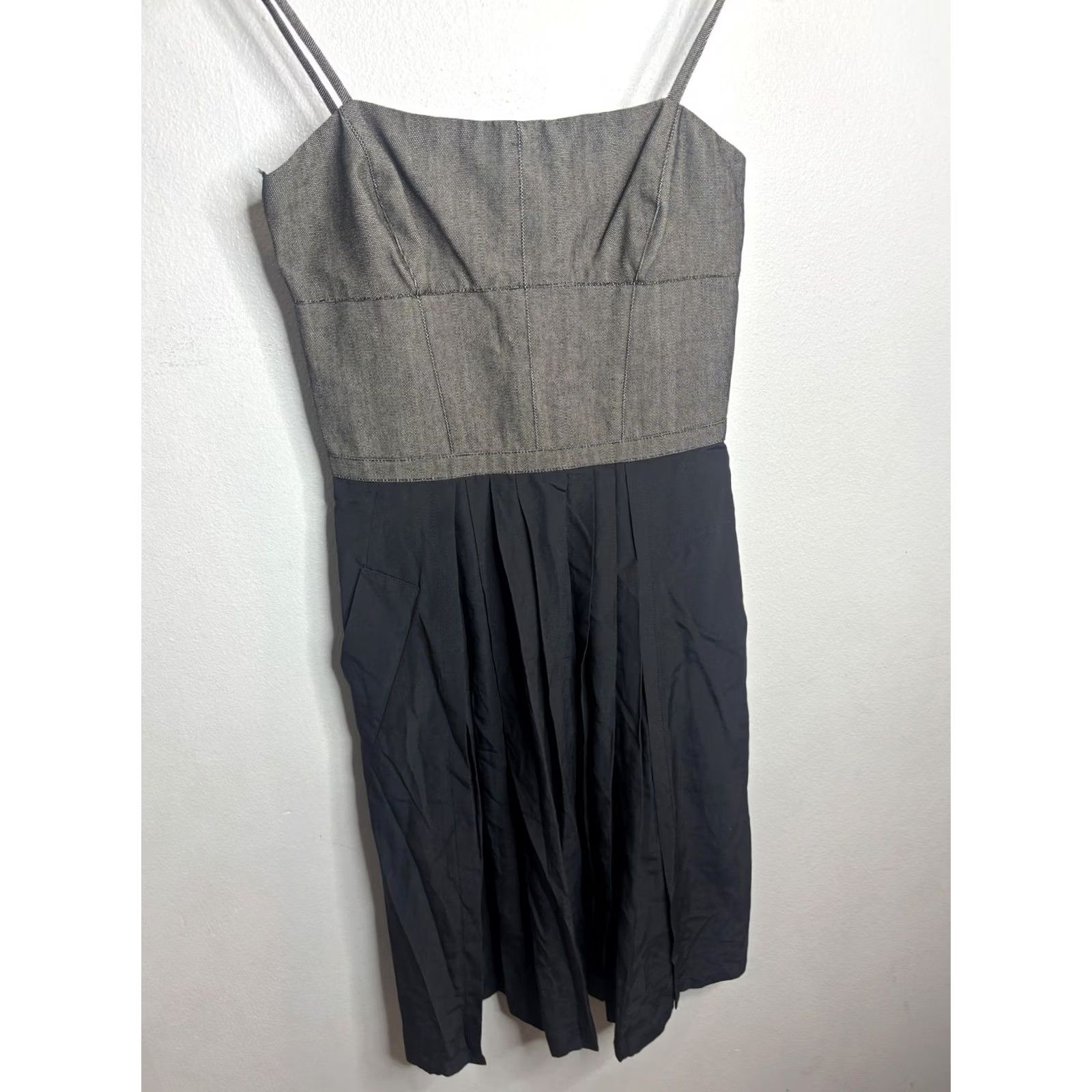 Narciso Rodriguez VINTAGE? No. Narciso Rodriguez Dress Womens 2 Black Gray Strappy Pleated Midi Made In Italy Size XS / US 0-2 / IT 36-38 - 5 Thumbnail