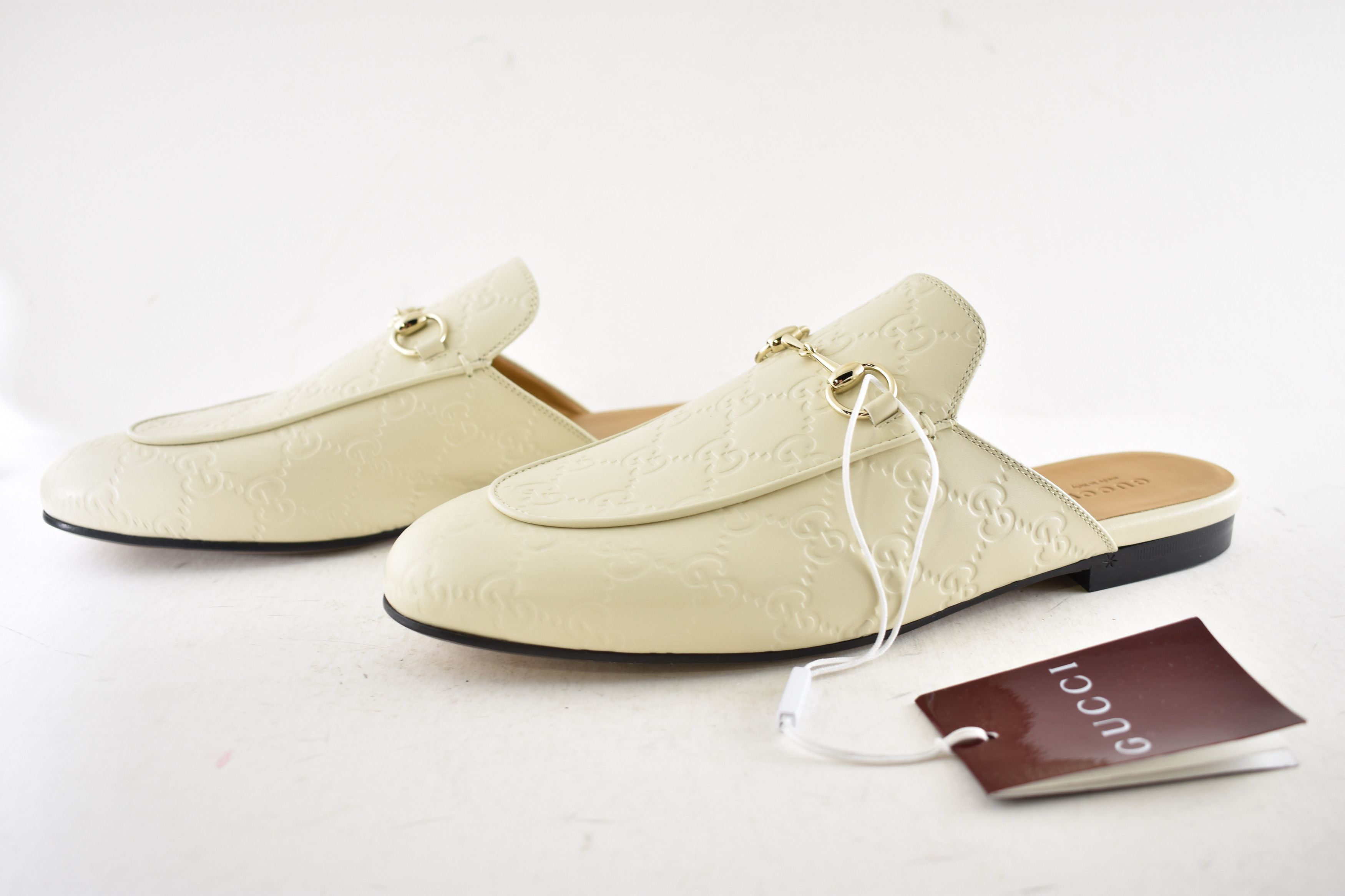 Gucci Gucci Princetown Ivory GG Logo Slide Loafer Mule Flat 36.5 Size US 6.5 / IT 36.5 - 15 Thumbnail