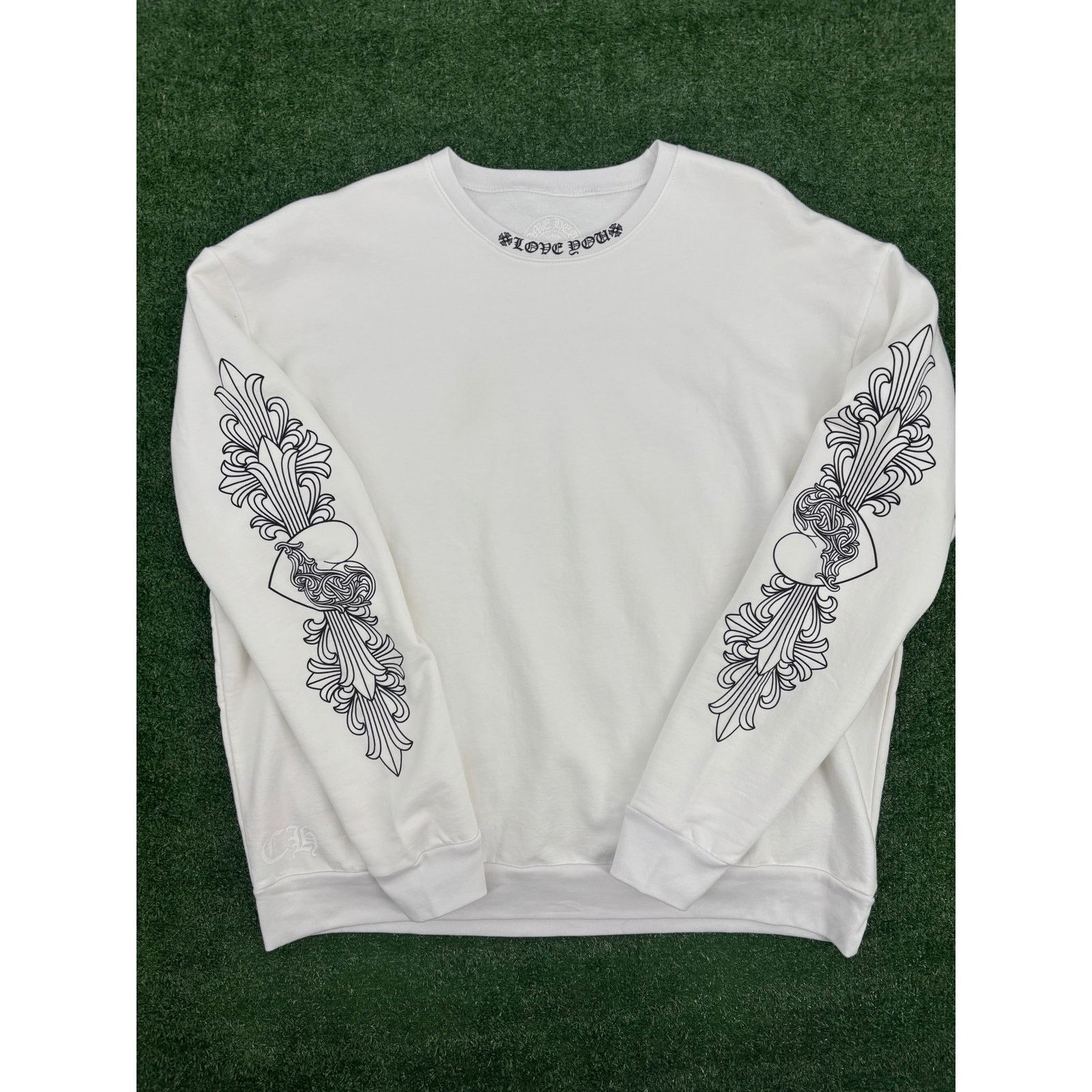 Chrome Hearts Chrome Hearts "Love You" Letter White Crewneck Sweater XL Size US XL / EU 56 / 4 - 1 Thumbnail