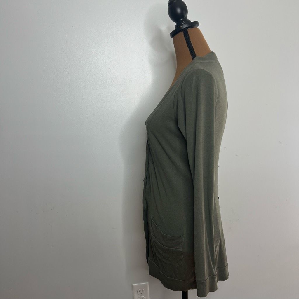 Derek Rose Pink Rose, Olive Green Button Front Cardigan, Button Cinched Size S / US 4 / IT 40 - 5 Thumbnail