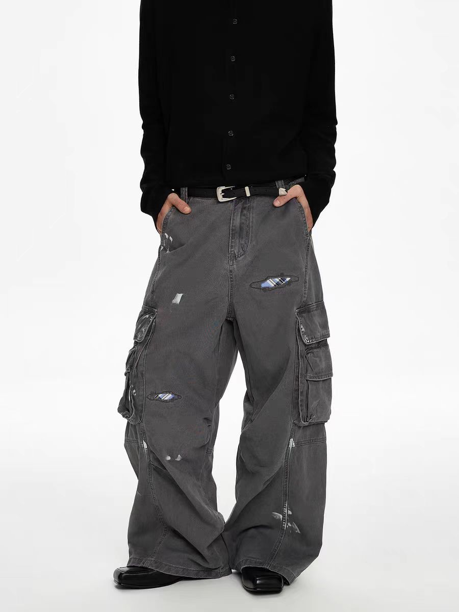 Jean Gray distressed patchwork wide-leg cargo pants Size US 30 / EU 46 - 3 Thumbnail