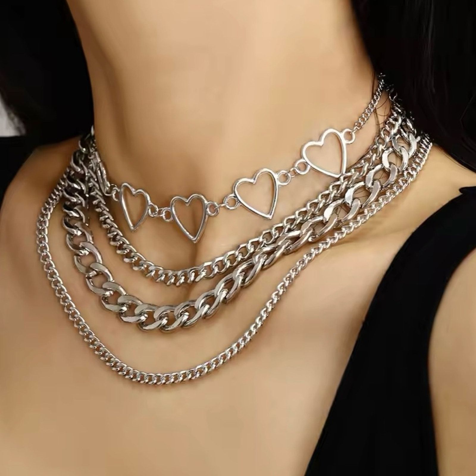 Other Vintage Heart-shape Multilevel Chain Pendant Necklace Size ONE SIZE - 1 Thumbnail