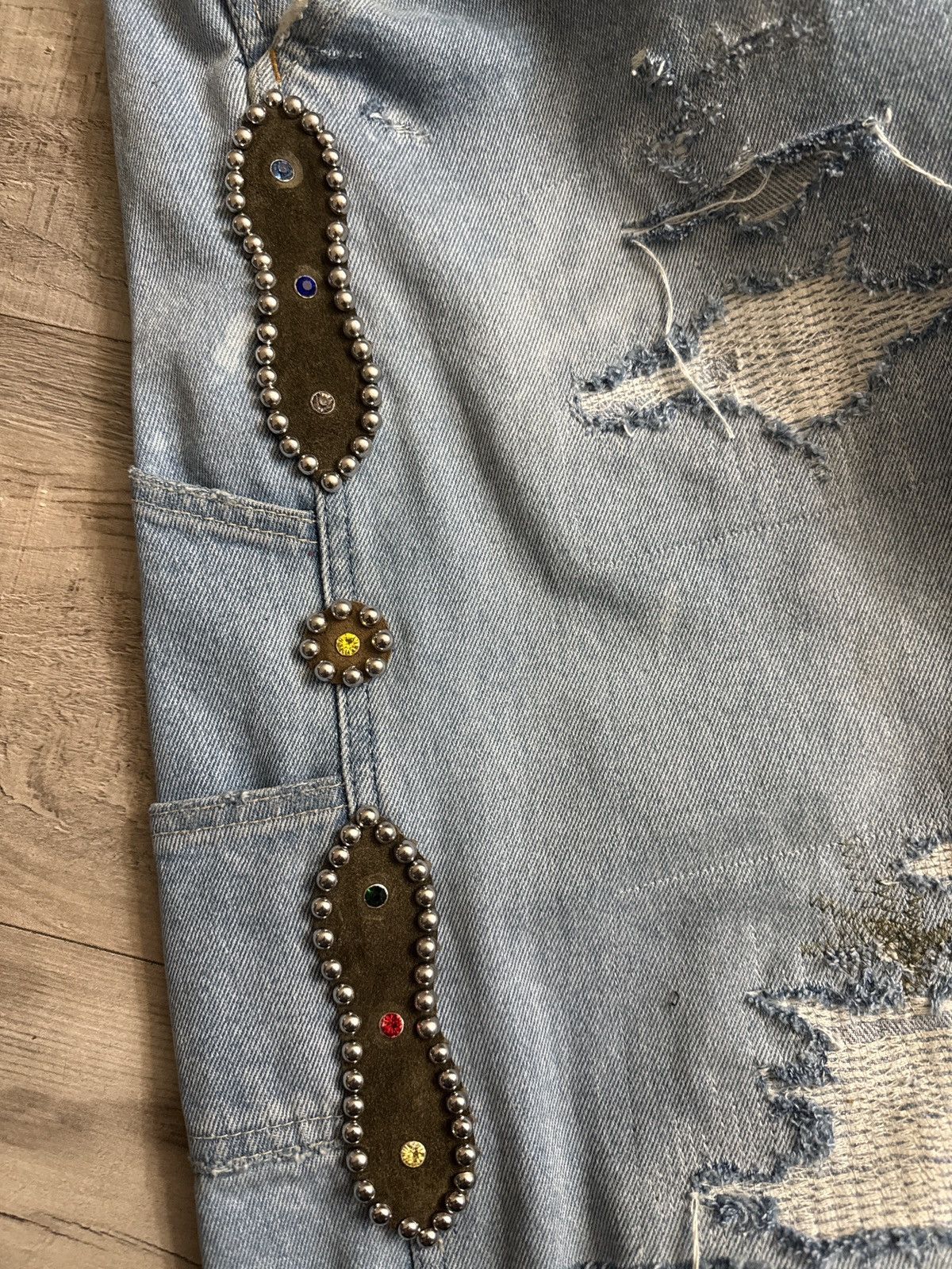 Japanese Brand Kapital Inspired Studded Work Shorts Size US 32 / EU 48 - 6 Thumbnail