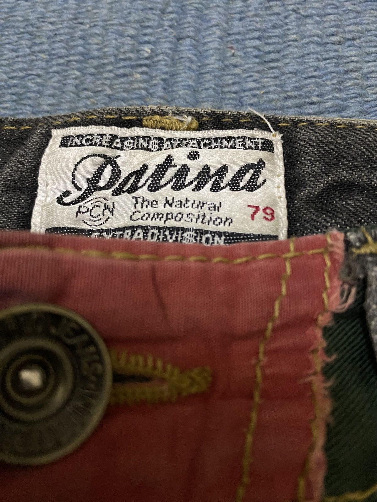 Japanese Brand DISTRESSED DENIM PATINA DOUBLE WAIST LIGHTNING SPARK JEAN Size US 30 / EU 46 - 13 Thumbnail