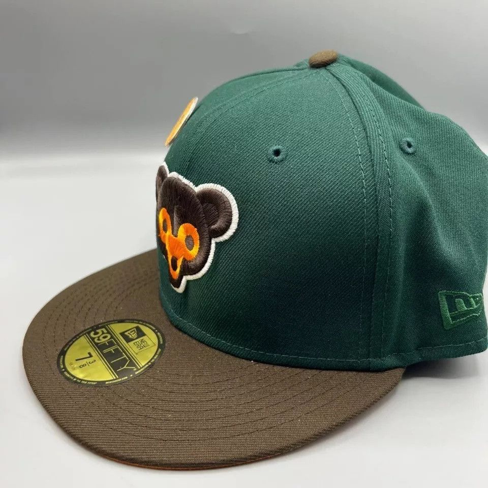 New Era Chicago Cubs Hat Men 7 3/8 Green 59Fifty New Era Fitted Cap Size ONE SIZE - 7 Thumbnail