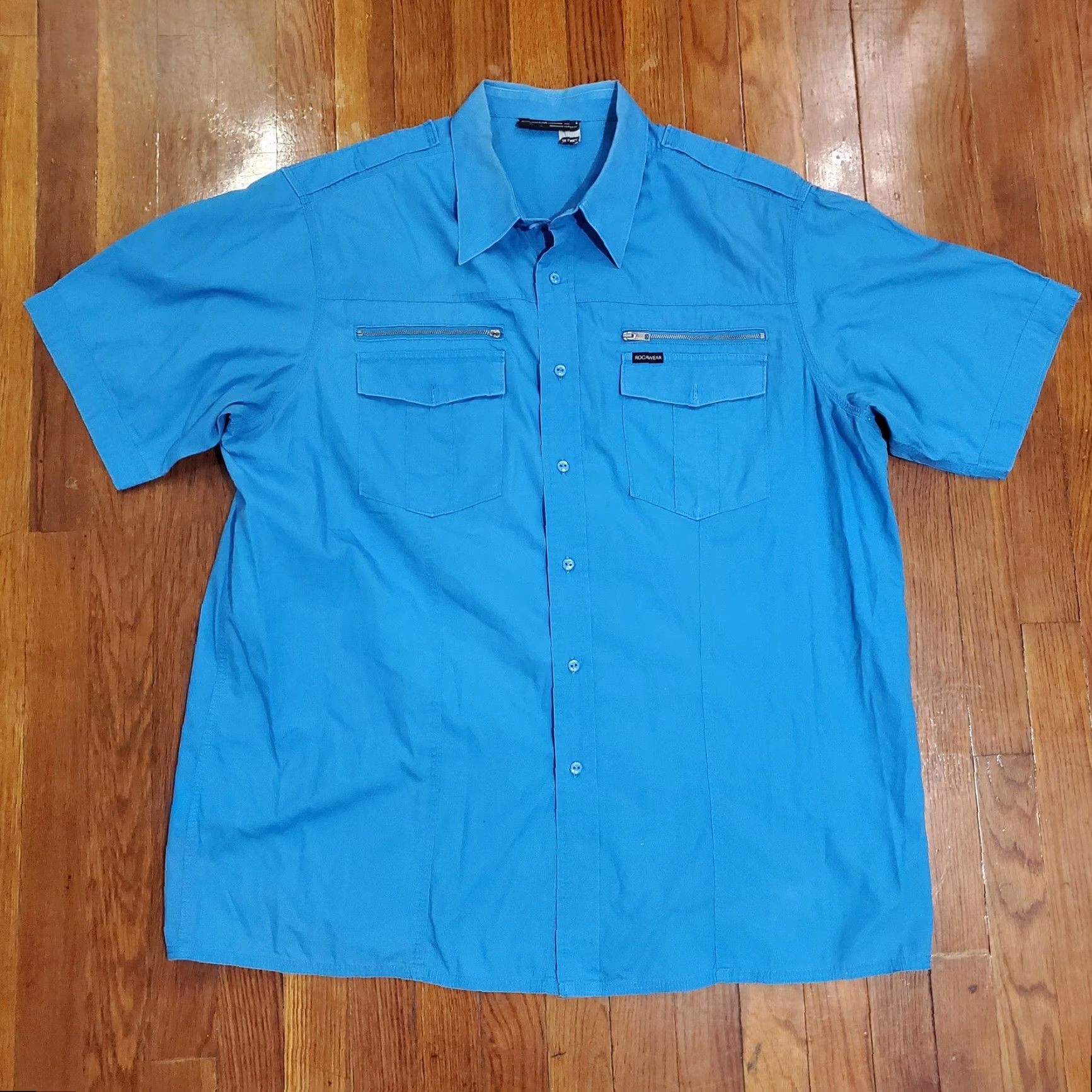 Rocawear Rocawear Denim Co Shirt Mens 3XL Blue Short Sleeve Button Up Embroidered Pockets Shirt Size US XXL / EU 58 / 5 - 3 Thumbnail