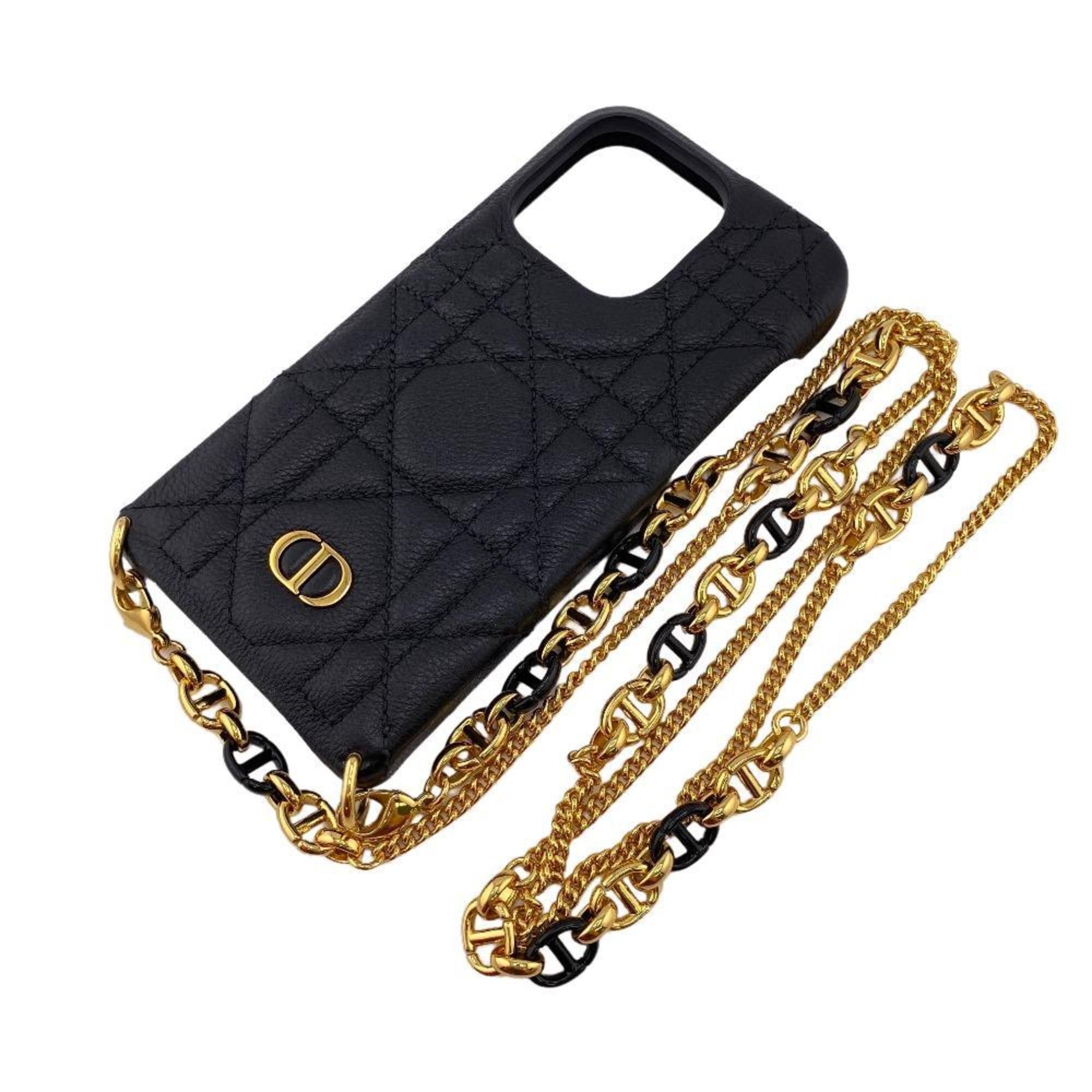 image of Christian Dior Dior Cannage Iphone Case 12 Pro Mobile/smartphone Black Women's Z0005169