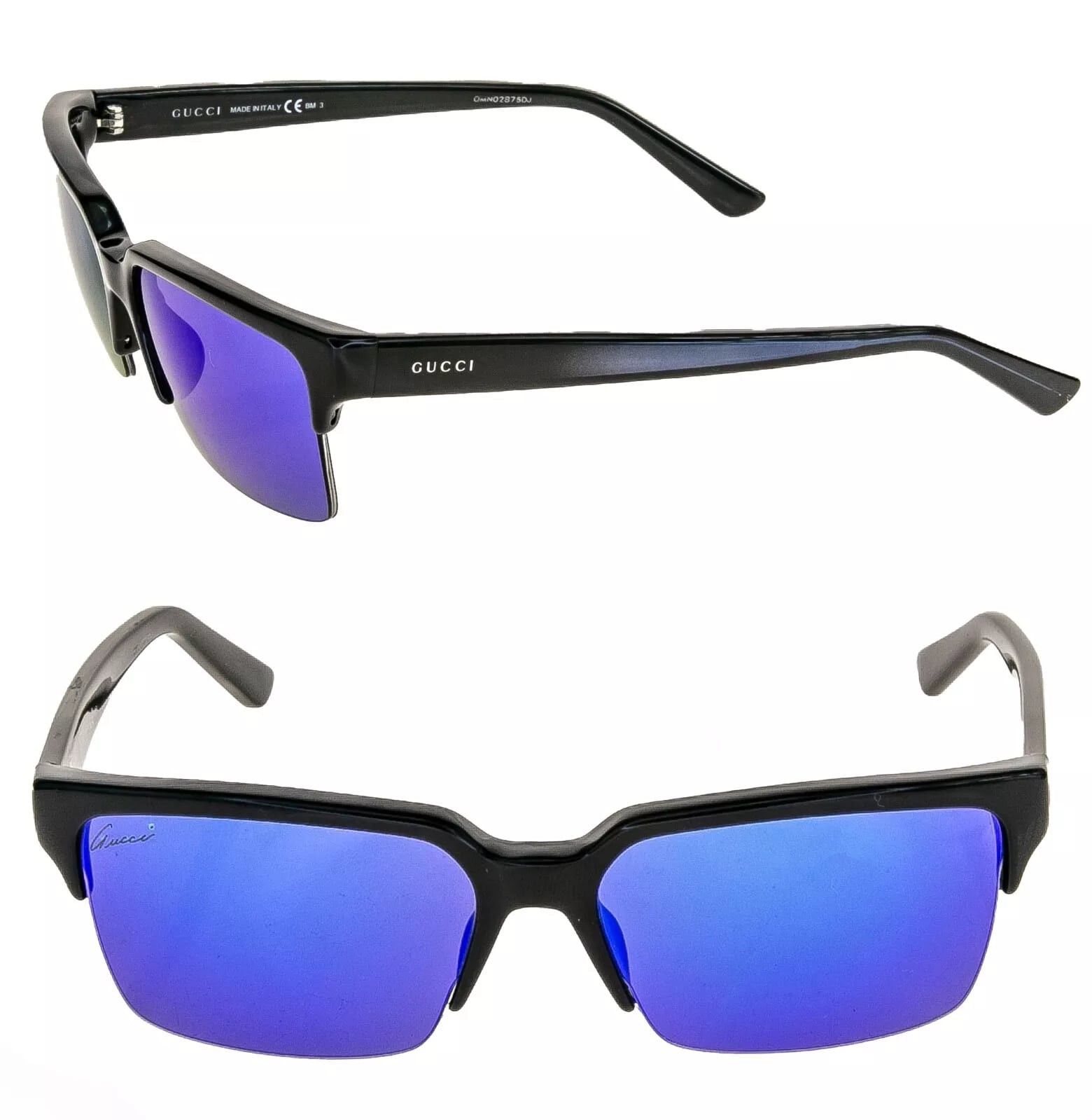 GUCCI Black Unisex Square Blue 3710 Gg3710S Sunglasses