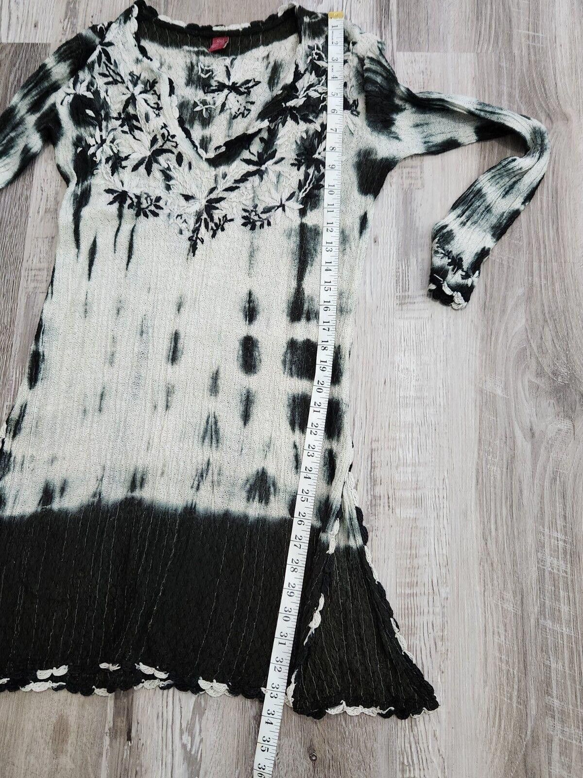 Vaz Rajan Raj Swimsuit Cover Up Medium Crochet Knit Black White Boho Size ONE SIZE - 7 Thumbnail