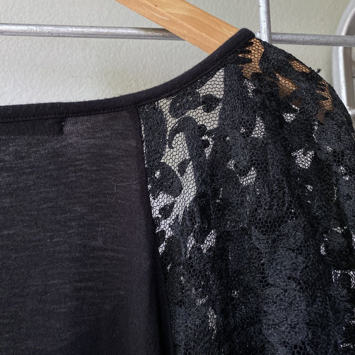Tsumori Chisato Tsumori Chisato Black Tee with Sheer Lace Sleeves Size XS / US 0-2 / IT 36-38 - 5 Thumbnail