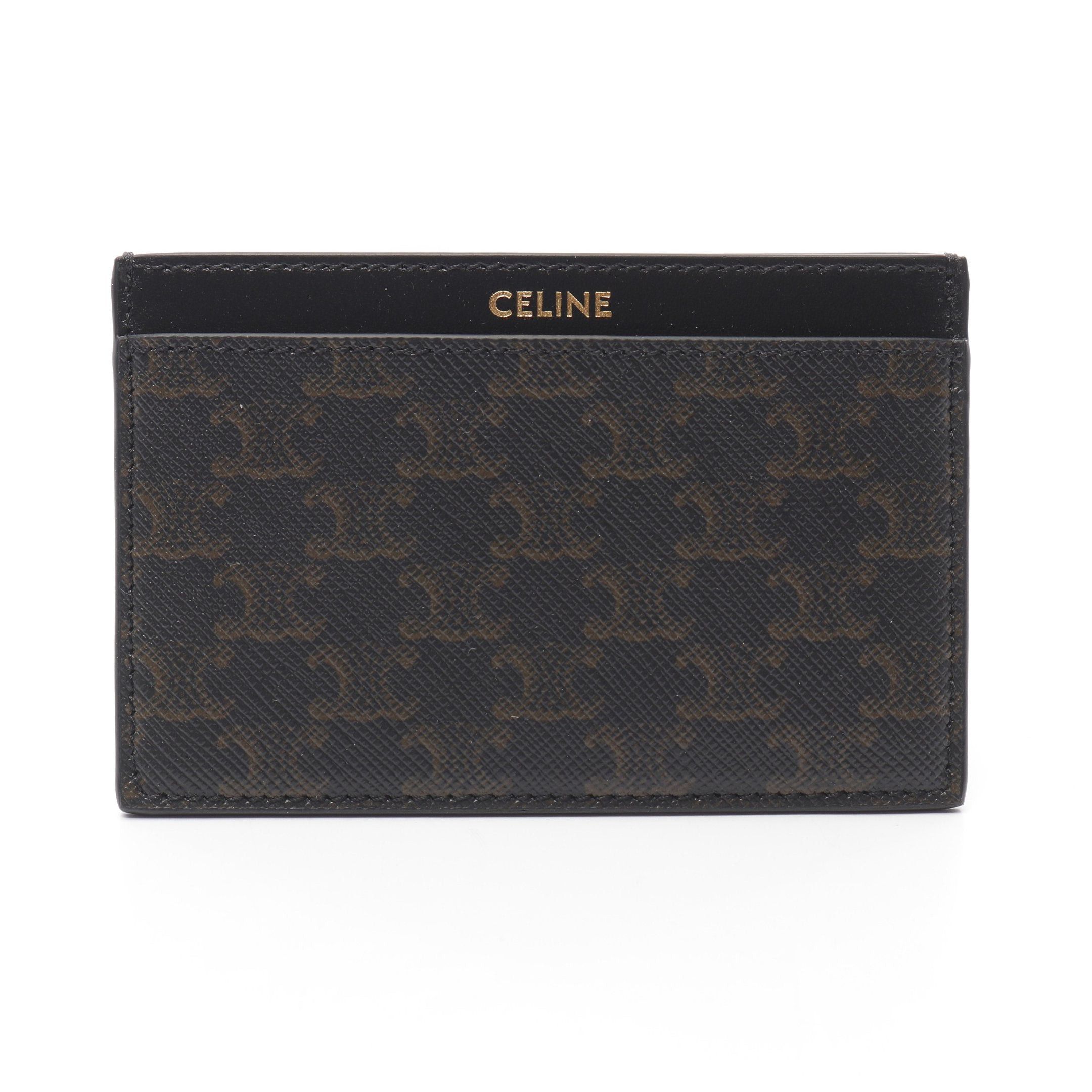 Celine Celine Triomphe Card Case Leather Brown Black Size ONE SIZE - 1 Thumbnail