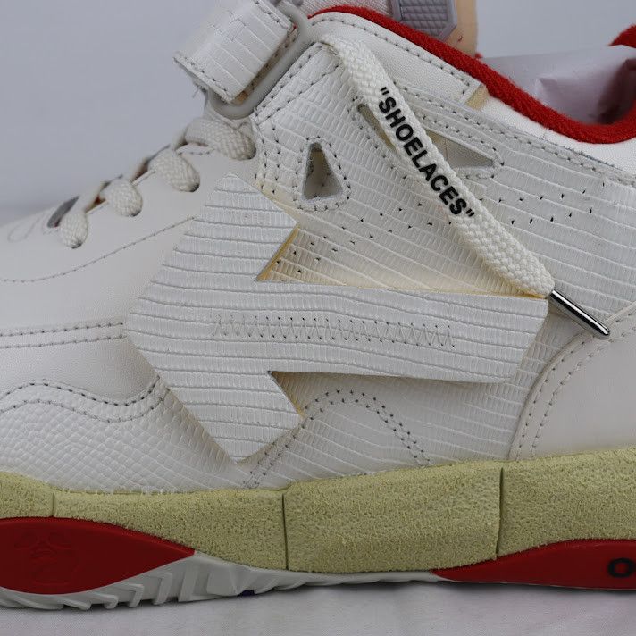 o1rshd1 Low Top Puzzle Couture Sneakers in White/Red
