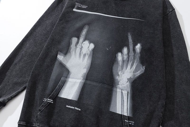 Japanese Brand × Vintage Xray Middle Finger 90s Design Oversized Hoodie Size US M / EU 48-50 / 2 - 3 Thumbnail