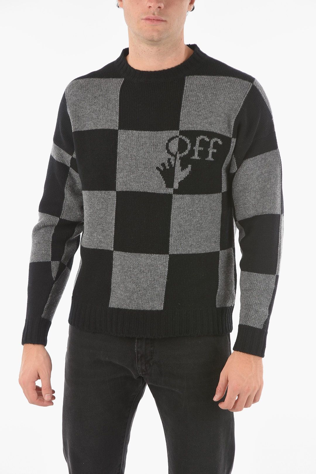 Off-White Off White Check Knit Crewneck Sweater Size US L / EU 52-54 / 3 - 9 Thumbnail