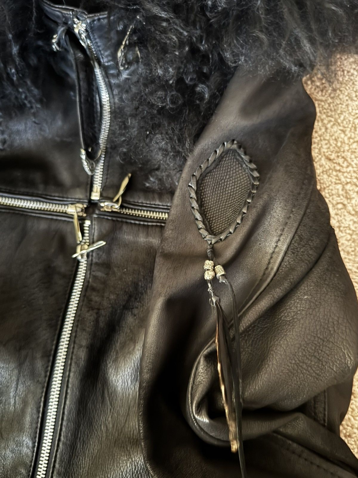14th Addiction CUSTOM Cross Zipper Distressed Leather Jacket Size US M / EU 48-50 / 2 - 8 Thumbnail