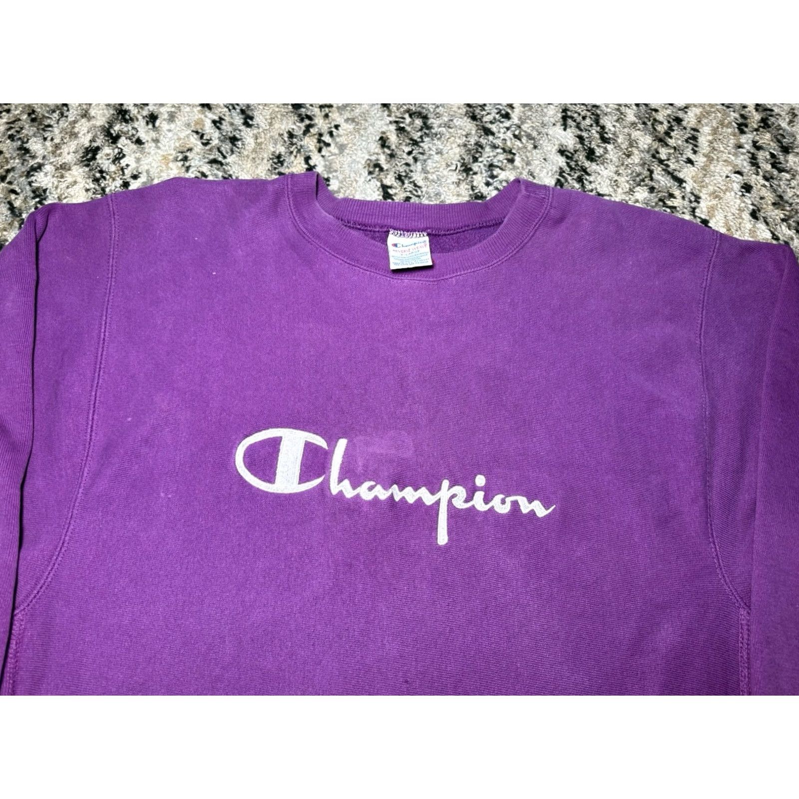 Champion VINTAGE Champion Reverse Weave Crewneck Sweatshirt XL Purple Spellout USA Mens Size US XL / EU 56 / 4 - 2 Thumbnail