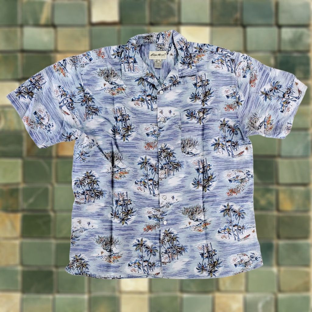 Eddie Bauer Eddie Bauer Hawaiian Shirt Short Sleeve Linen Blend Blue Mens M Palm Trees Hawaii Shirt Mens M Size US M / EU 48-50 / 2 - 1 Thumbnail