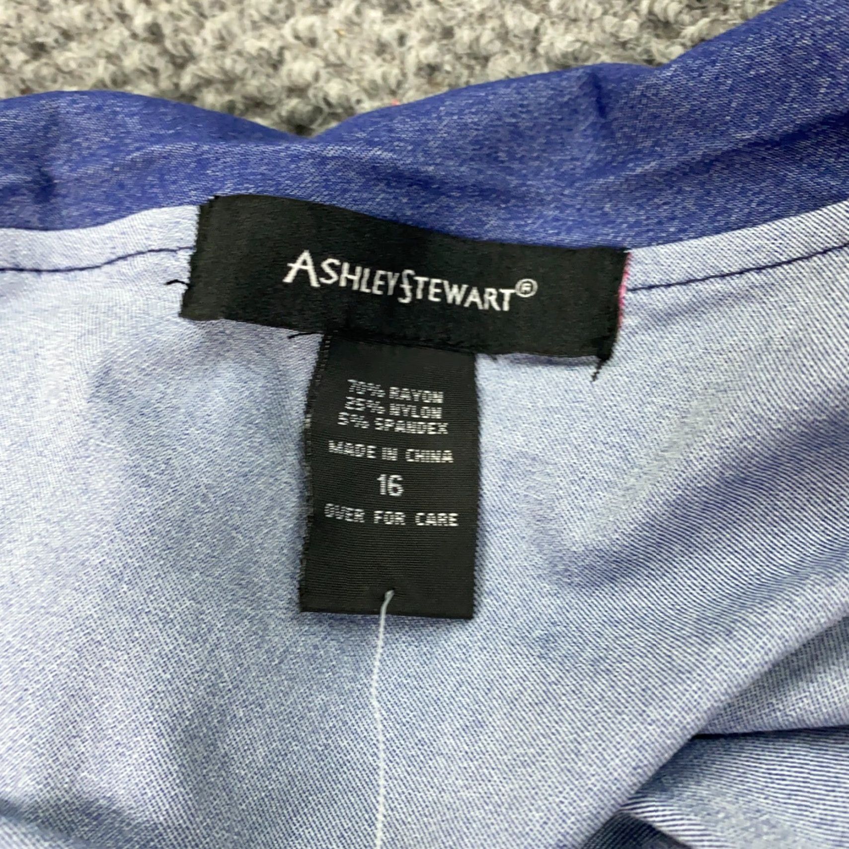 Vintage Ashley Stewart Womens Shirt Size 16 Blue One Shoulder Top Stretch Size XXL / US 16-18 / IT 52-54 - 5 Thumbnail