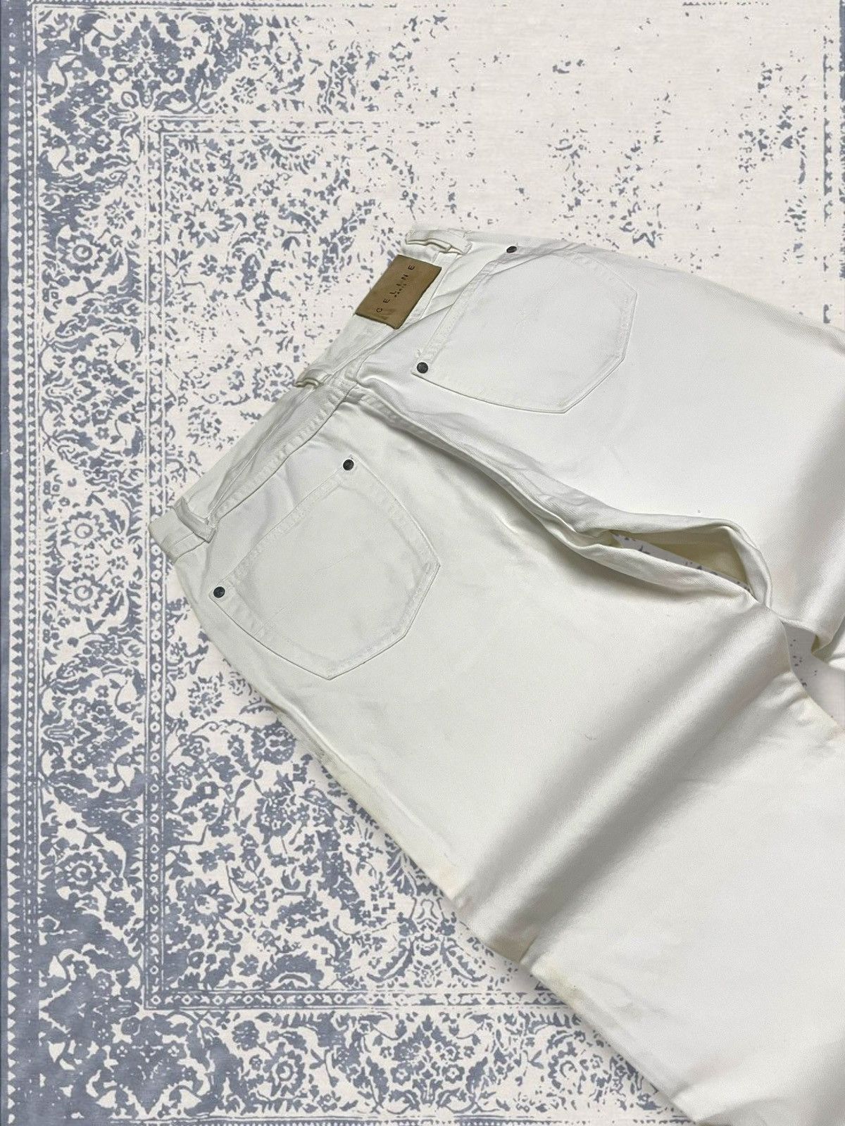 Celine Vintage Og 1990s Designer Celine Paris Baggy White Denim Size US 28 / EU 44 - 15 Thumbnail