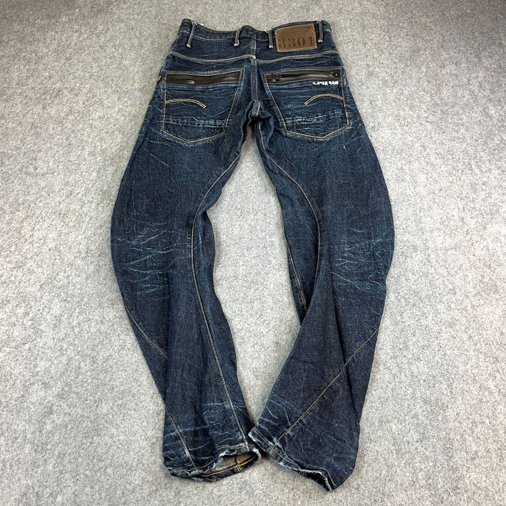 G-Star G-Star 3301 Jeans Arc Loose Tapered Denim Dark Wash Blue Whiskers 30 Regular Men Mens 5-Pocket Vintage No Zip Button Dark Wash Jeans Size US 30 / EU 46 - 2 Thumbnail