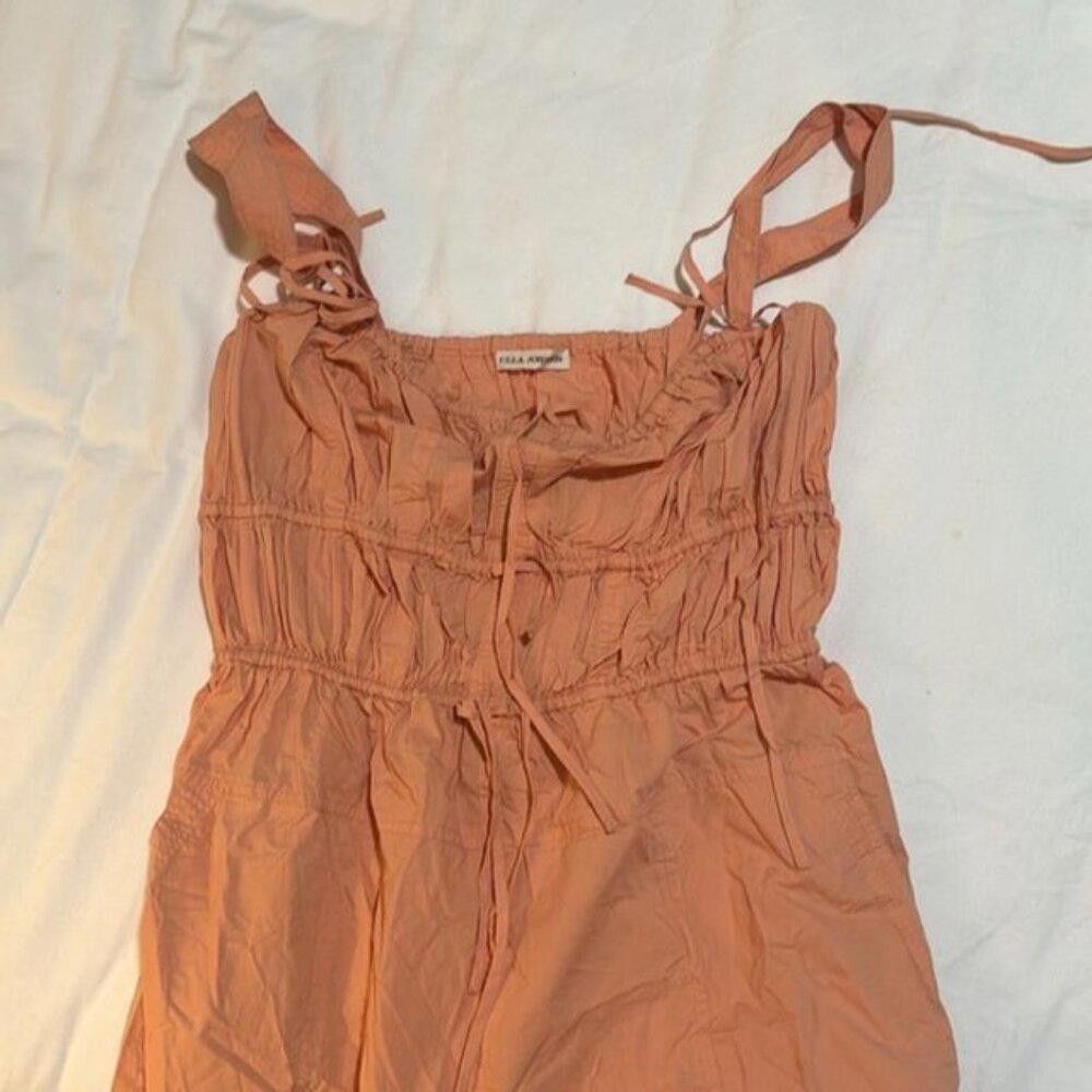 Designer Ulla Johnson Orange Cotton Tatum Drawstring Jumpsuit Size 28" / US 6 / IT 42 - 2 Thumbnail