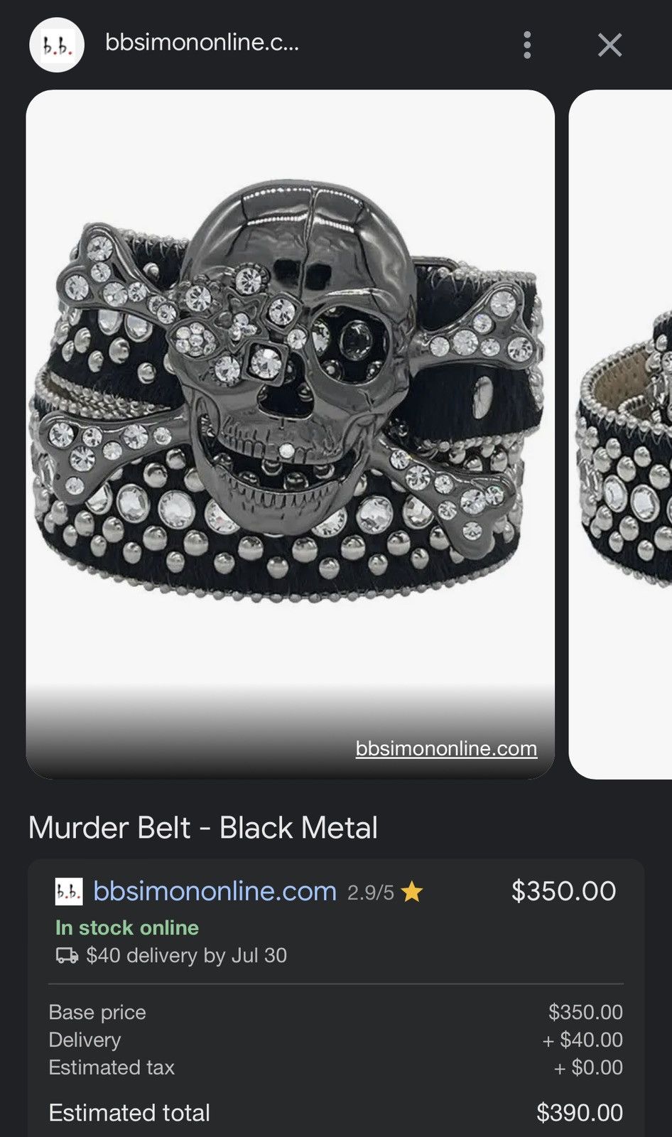 B.B. Simon Bb Simon murder belt Size 42 - 6 Thumbnail
