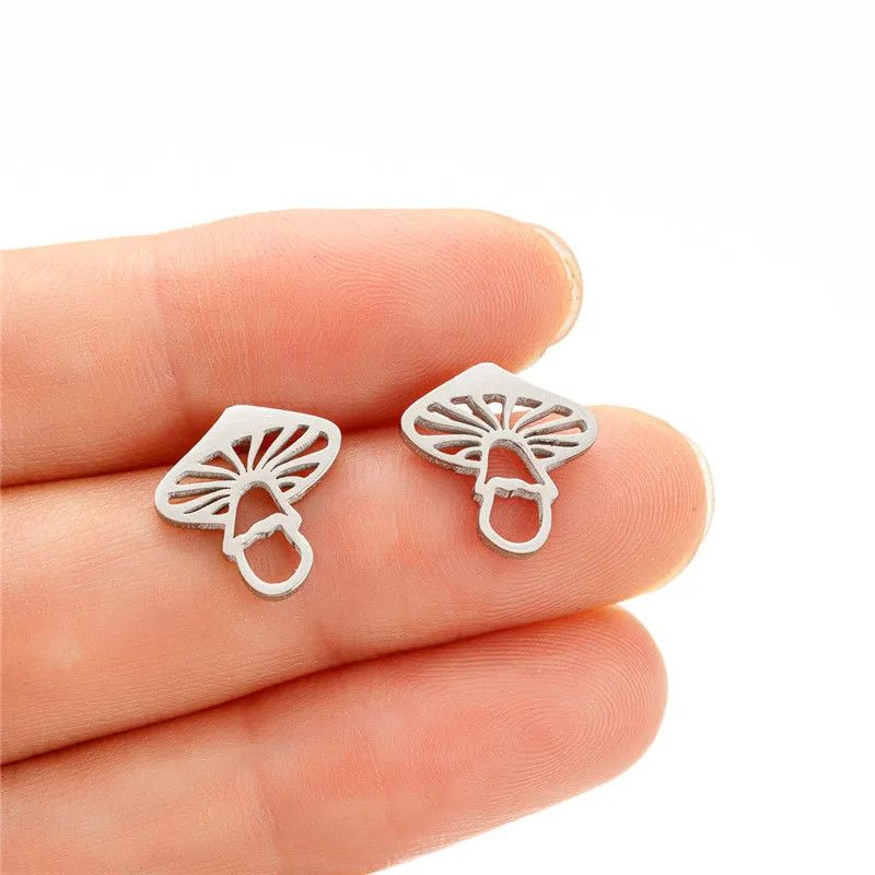 Jewelry Mushroom Stud Earrings Charm Earring Gift Size ONE SIZE - 1 Thumbnail