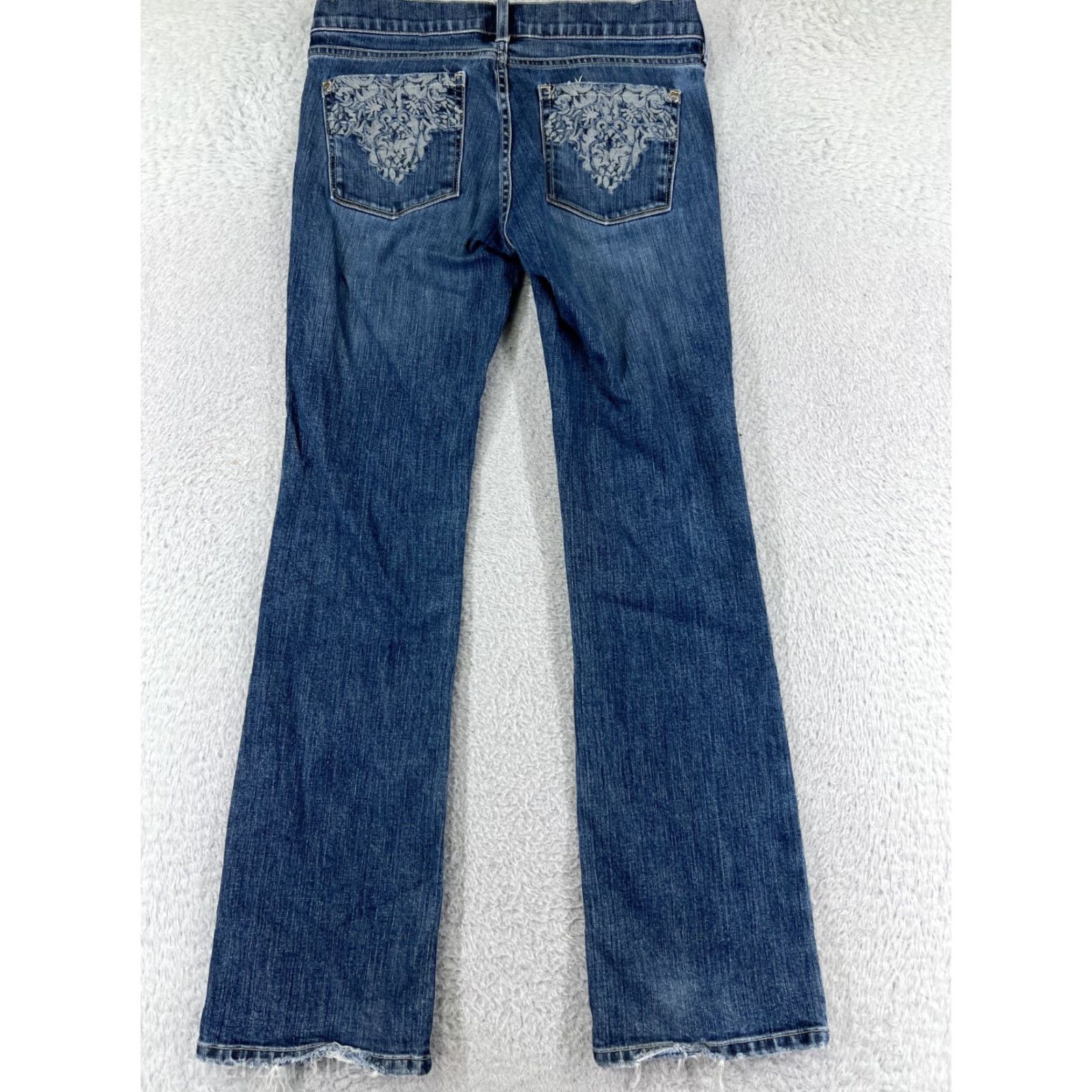 Vintage NOIR Jeans Womens 4 Bootcut Denim Blue Floral 30 in Inseam 5-Pocket Cotton Blend Regular Stretch Spring Summer Womens Jeans Size 27" / US 4 / IT 40 - 2 Thumbnail