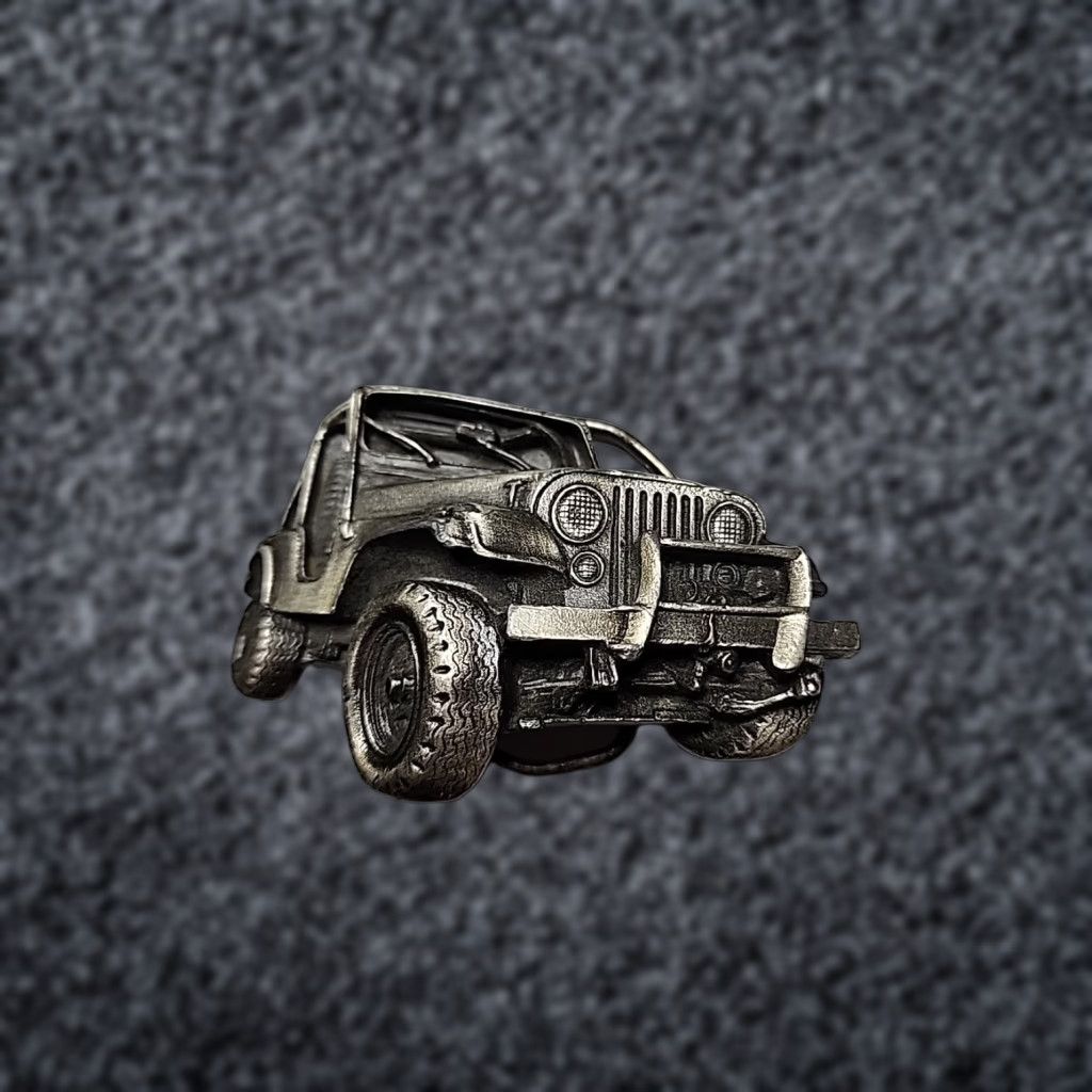 Jeep VINTAGE Bergamot Brass Works Jeep Wrangler Silvertone Belt Buckle 1978 Rockabilly USA Men Silver Belt Buckle Size ONE SIZE - 1 Thumbnail