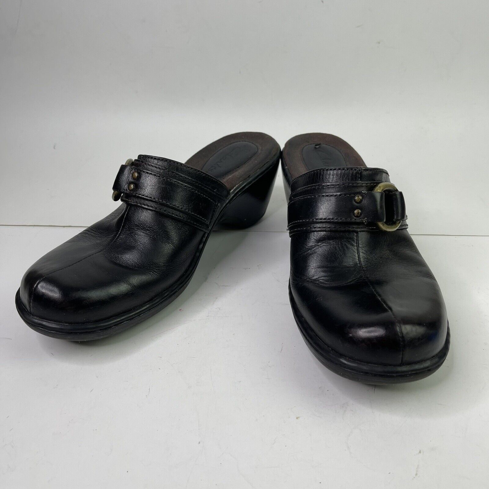 Clarks Clarks Women Clogs Black Comfort Shoes Sz 8 M Heel Leather Size US 8 / IT 38 - 2 Thumbnail