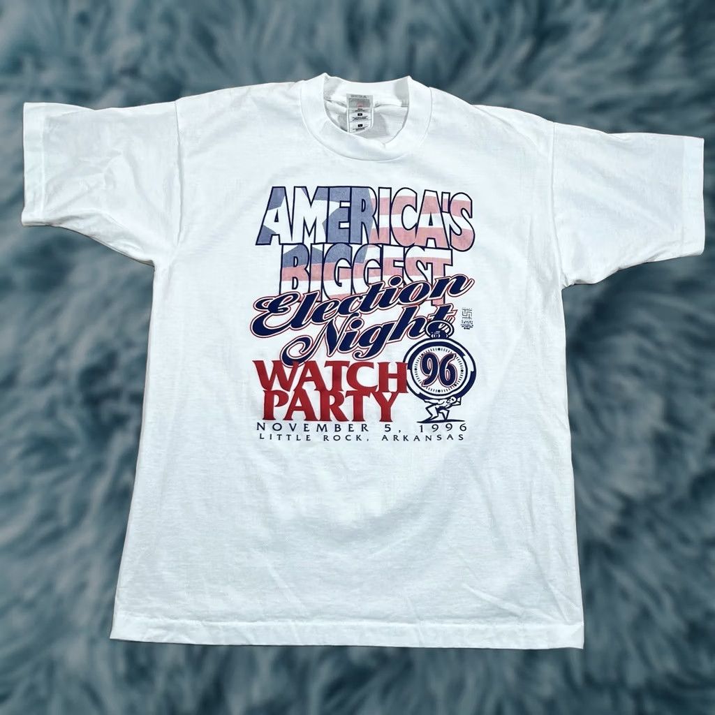 Swatch VINTAGE American Biggest Election Night Watch Party Tshirt Shirt Mens L White 1996 Big Graphic Size US L / EU 52-54 / 3 - 1 Thumbnail