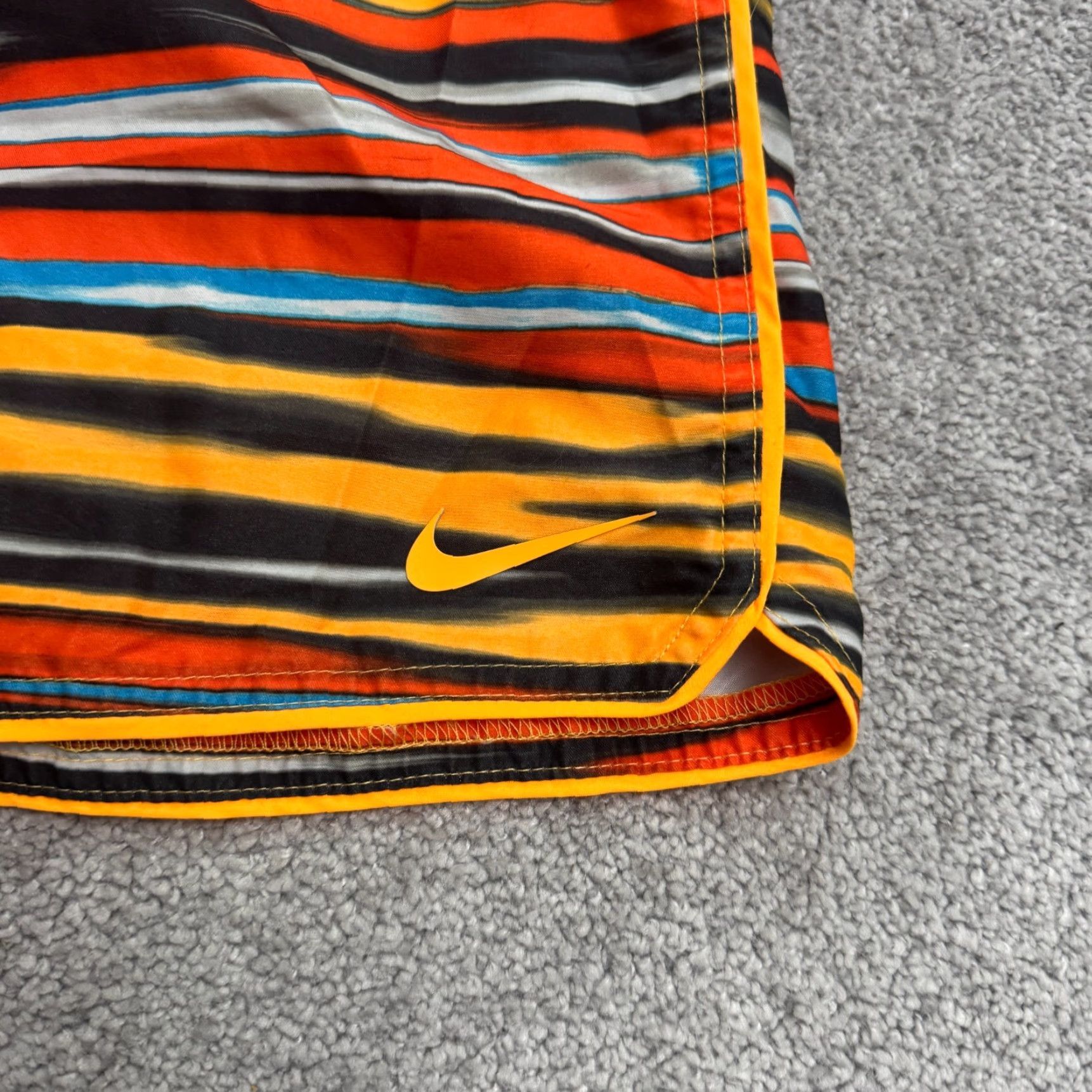 Nike Nike Swim Trunks Mens Small Orange Striped Bottoms Trunks Beach Swimwear Active Pockets Drawstring Polyester Blended Fabric Beach Mens Size US 29 - 5 Thumbnail
