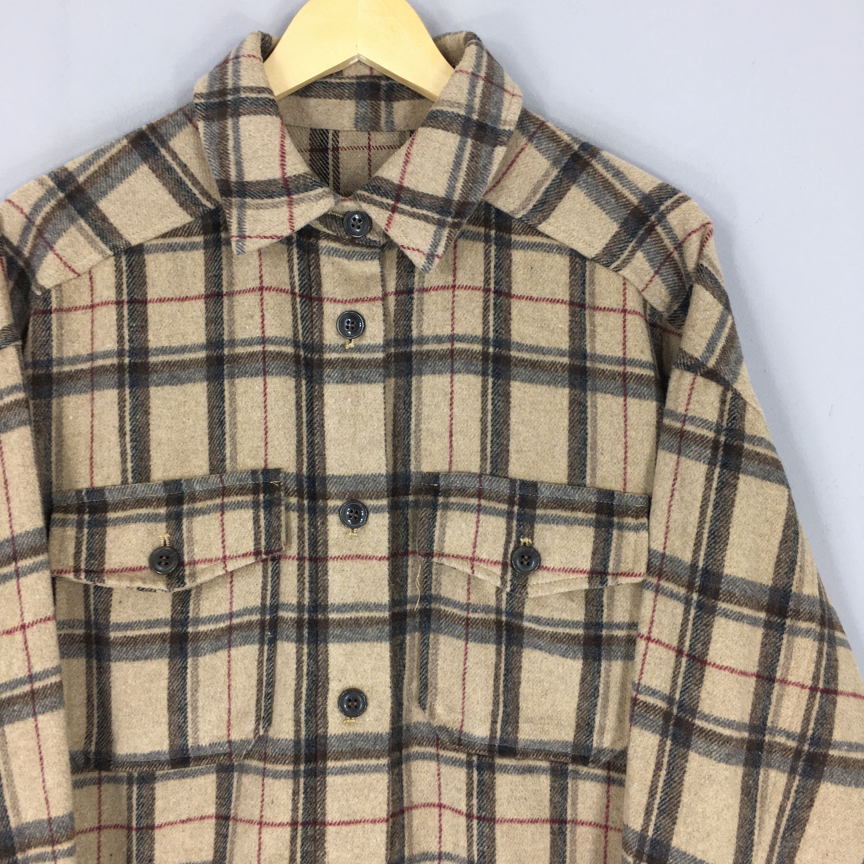 Vintage Japanese Brand Plaid Shadow Checkered Flannel Medium