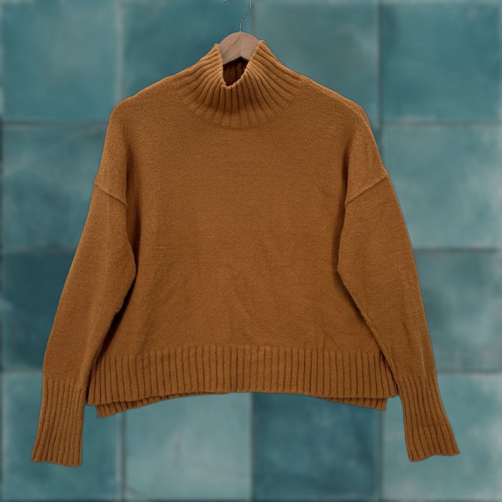 Free People VINTAGE Free People Sweater Womens XS Brown Turtleneck Fuzzy Knit Pullover Cozy Ribbed Size XS / US 0-2 / IT 36-38 - 1 Thumbnail