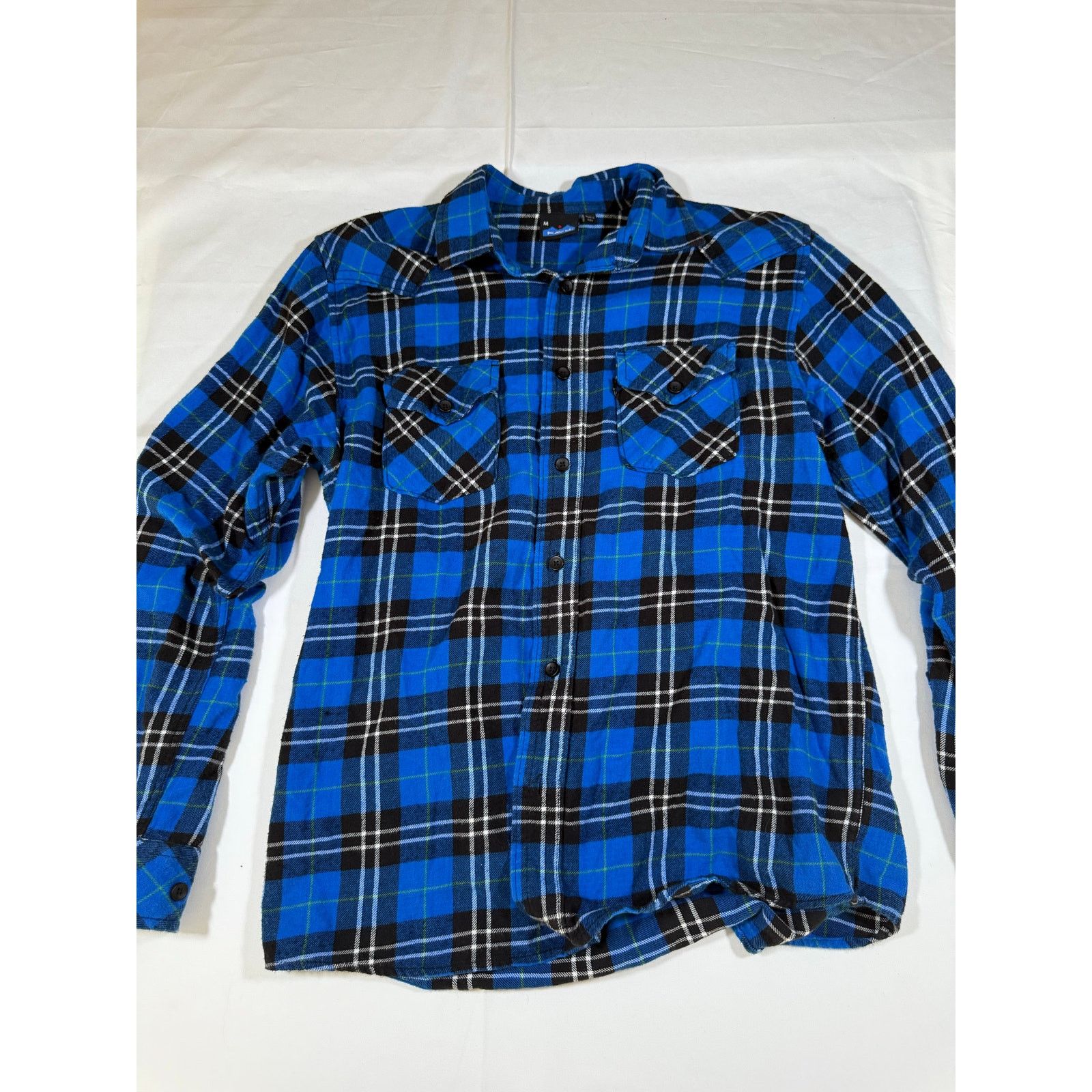 KAVU KAVU Men’s Flannel Shirt M Blue Black Plaid Long Sleeve Size US M / EU 48-50 / 2 - 1 Thumbnail