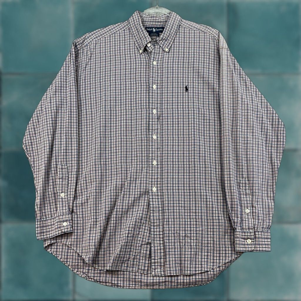 Polo Ralph Lauren VINTAGE Polo Ralph Lauren Performance Shirt Red Blue Gingham Mens XL Button Down Shirt Size US XL / EU 56 / 4 - 1 Thumbnail