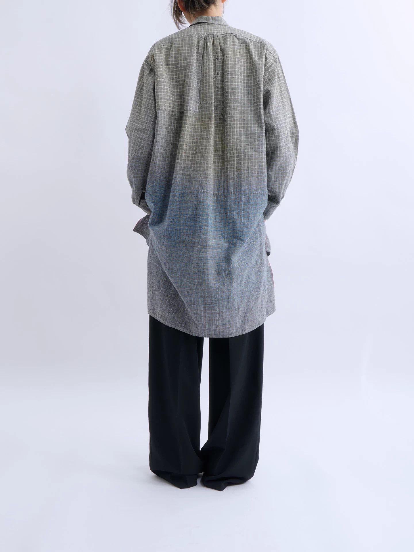 Other European Antique 50Y Check Gradation Boro Pullover Shirt Size XL / US 12-14 / IT 48-50 - 4 Thumbnail
